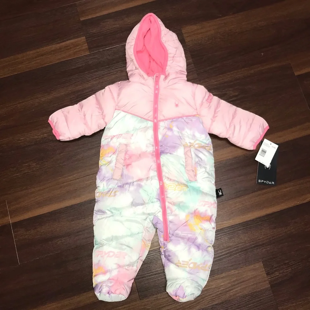 Spyder Newborn Girl Fleece Lined Hooded Full Body Snowsuit Pram NWT